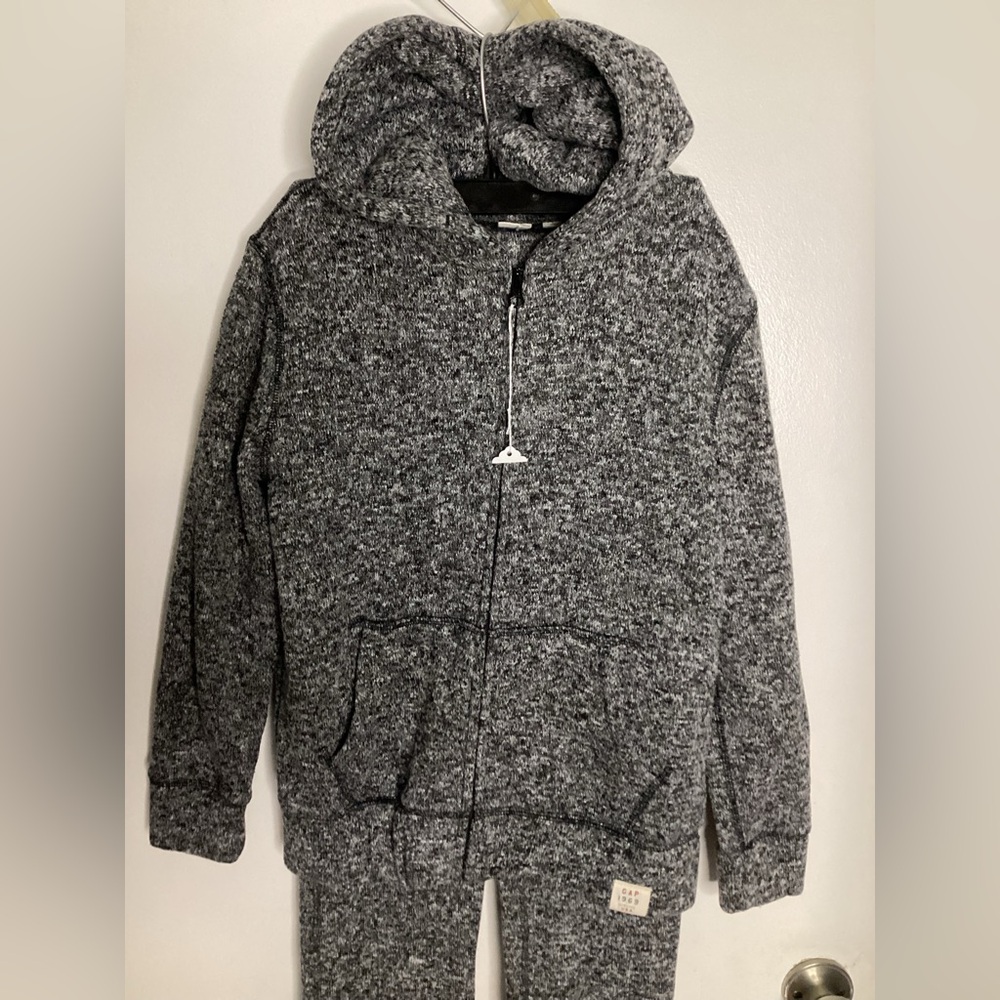 GAP 1969 Heather Gray Knit Sweatsuit Hoodie & Pants 10 (Big Kid)